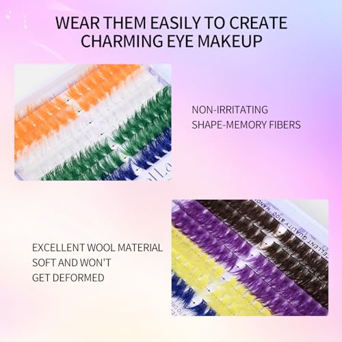 3D Colored Lash Clusters - 224 Pcs Fluffy Mink Extensions 9-16mm
