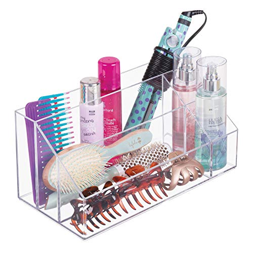 iDesign Clarity Cosmetic Palette Organizer for Vanity or Cabinet to Hold Makeup, Nail Polish, Cosmetic Accessories - 5 Compartments, Clear
