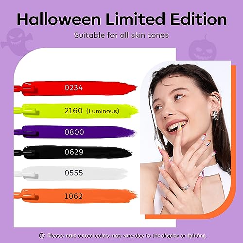 Modelones Neon Gel Nail Polish Set - 6 Bright Colors for Halloween - A-1 Variation