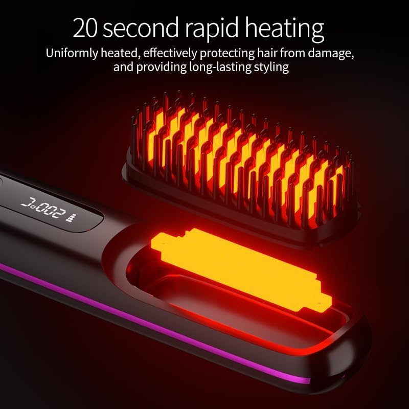 HERONLINK Cordless Straightening Brush for Short Hair - 4 Heat Settings