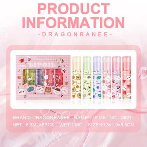 Lip Gloss Clear Jelly Lipstick Set, 6Pcs Roll On Lip Gloss Long Lasting Moisturizing Lip Balm Lip Glow Oil Nutritious Balm Lip Makeup for Women Girls