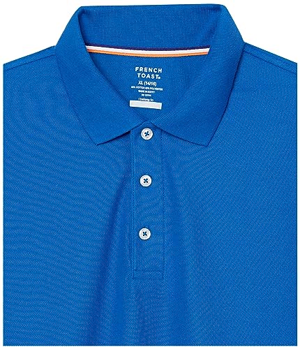 French Toast Boys' Short Sleeve Pique Polo Uniform Shirt (Standard & Husky), Royal, 2T