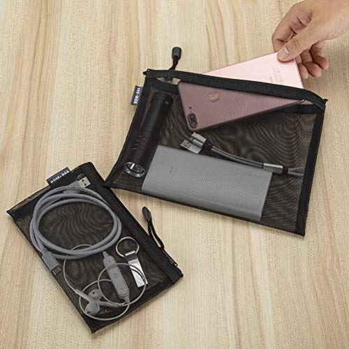 HRX Mesh Makeup Bags 6-Piece Set (A5 & A6) - Black