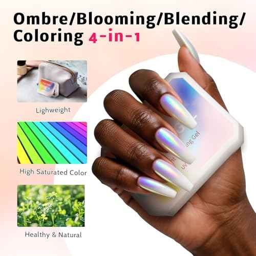 Sponge Pat Paint Nail Gel & Tools Kit, 9 Colors Ombre Nails Gradient Gel Nail Blush Blooming Aura Nails Drawing Stripper Floral Painting Nail Art, No Wipe, UV/LED Curing (9 Colors Set K)