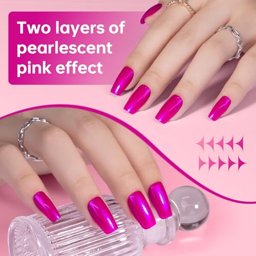 COSMOO Quick Dry Nail Polish - Hot Pink Blue Shimmer