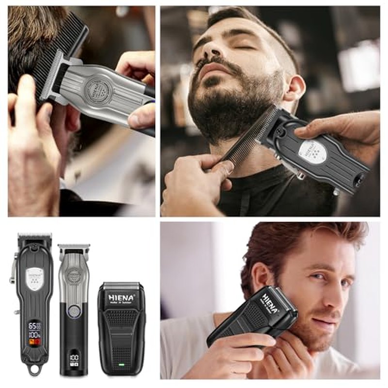 HIENA PRO Cordless Hair Clippers Set for Men with LED Display