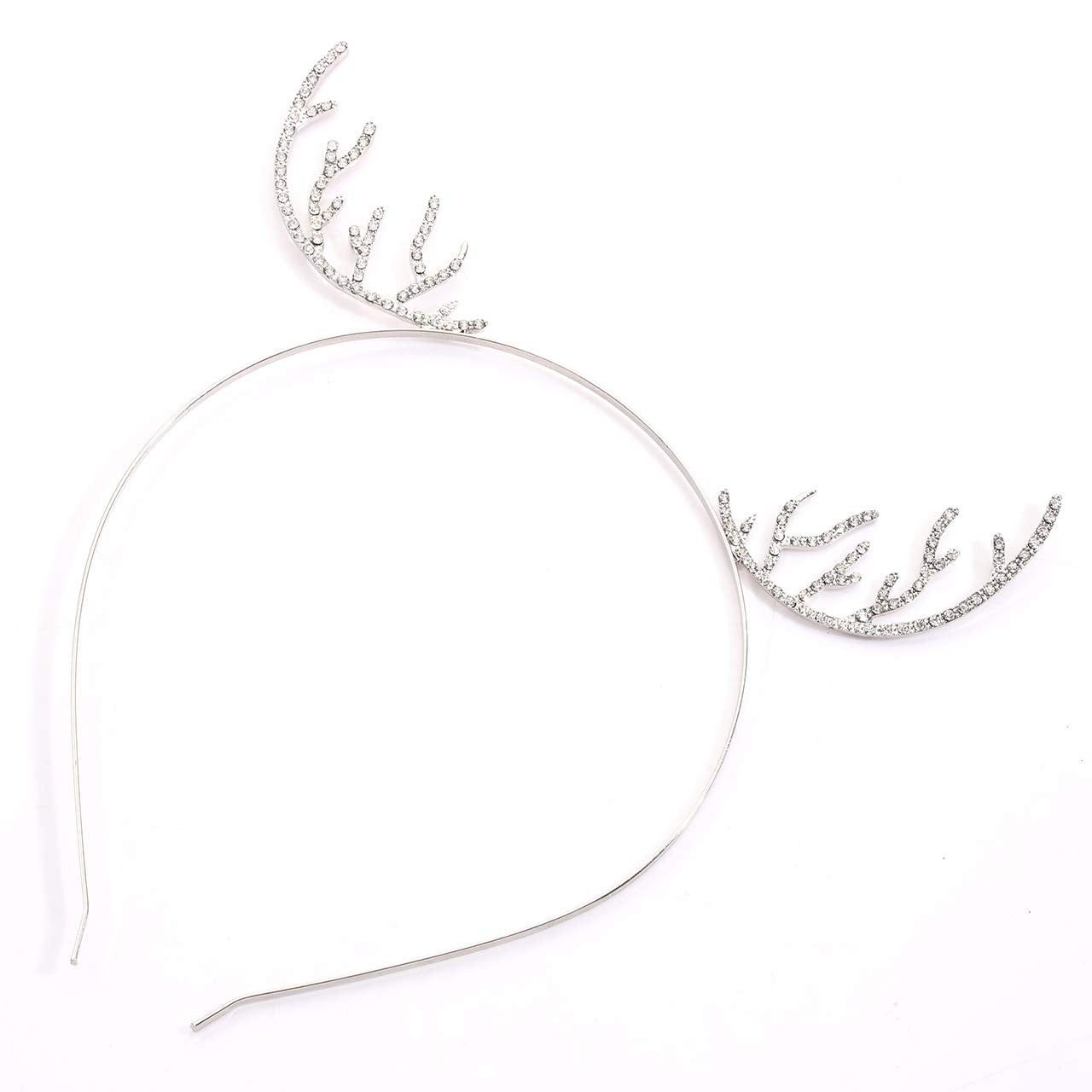 Christmas Reindeer Antler Headbands Cute Deer Horn Hairbands Shinny Rhinestone Snowflake Hair Hoop Crystal Festive Holiday Headpiece for Women Girls (Silver)