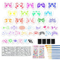 Face Paint Stencils Kit 58 Pieces - 36 Reusable Stencils, 10 Brushes