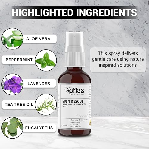 Xotics Skin Rescue Razor Bump 2oz - All Natural Barber Aftershave Razor Burn Treatment for Men/Women - All Natural Ingredients
