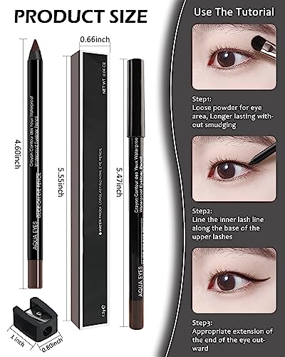 Gel Eyeliner Pencil Set - 3Pcs Waterproof Brown Liner