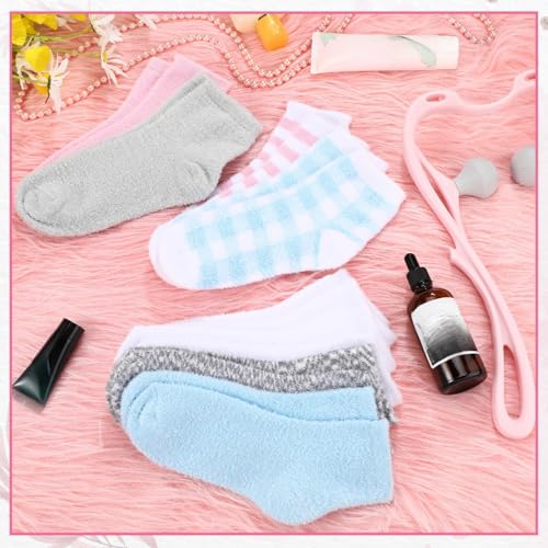 8 Pairs Aloe Socks Natural Moisturizing Spa Socks Lotion Socks Softening Aloe Infused Socks for Women Men Repairing Gel Sleeping Fuzzy Socks for Dry Cracked Feet Skins (Stylish)
