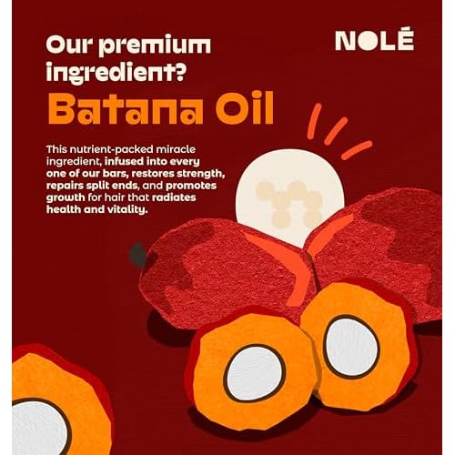 NOLE CARE Sustainable Bar Shampoo and Conditioner (2 pack) with Coconut & Batana Oil, for Frizz - Sustainable, PH Balanced, Sulfate Free, Plastic Free - 5.12 Oz