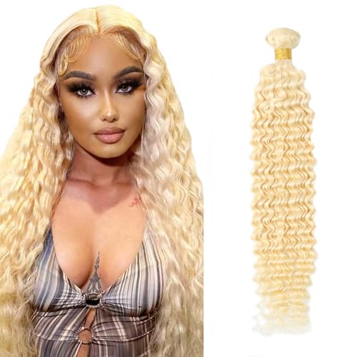 AuokMar Blonde 613 Deep Wave Hair Bundles 12 Inch - Virgin Peruvian Human Hair D Variation