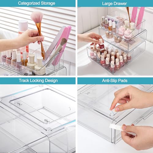 Vtopmart 3 Tier Clear Makeup Organizer with 2 Drawers - Stylish Storage Solution