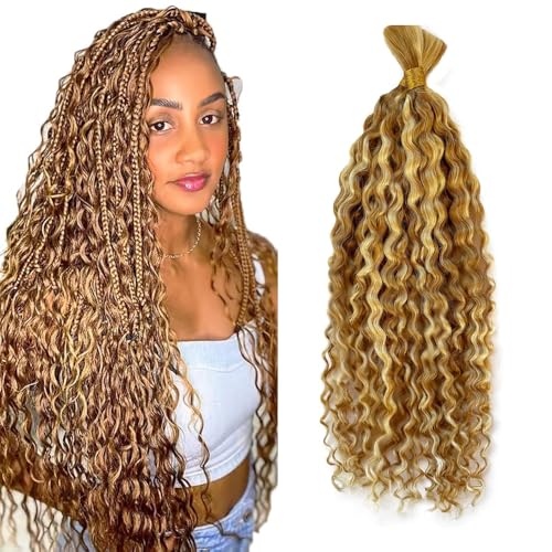 P27/613 Boho Deep Wave Human Hair Braiding Extensions - 18 Inch