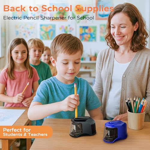 STAGEEK Electric Pencil Sharpener - Plug In or USB/Battery, Black