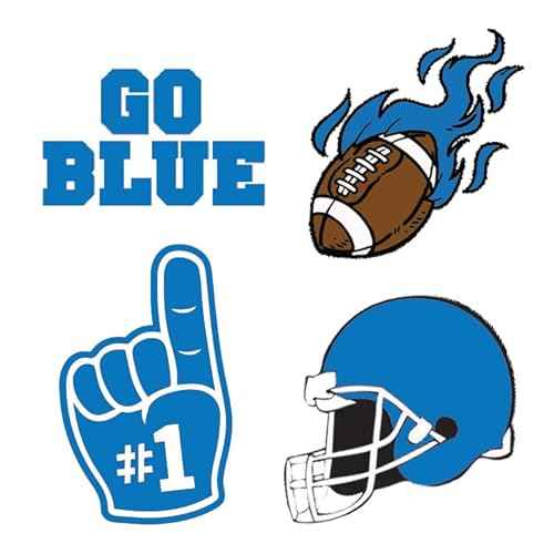 Sports Spirit Temporary Tattoos / 100 Mini Team & School Spirit Designs/Skin Safe/Removable (Blue Finger)