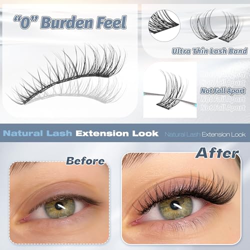 ALICE Natural Short Lash Clusters 8-12mm Wispy C-Curl Eyelash Extensions