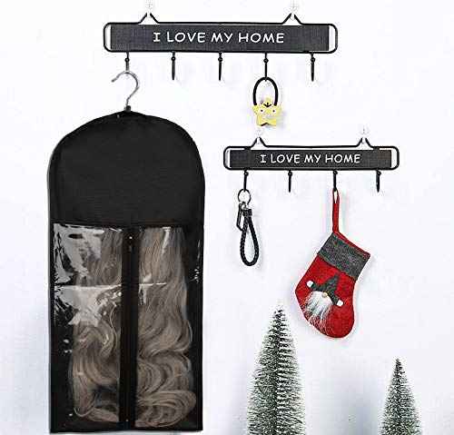 10 Pack Hair Extension Storage Bag Hair Extension Hanger Strong Holder Dust-proof Portable Suit with Transparent Zip Up Closure- Lightweight, Waterproof and Portable (Black)