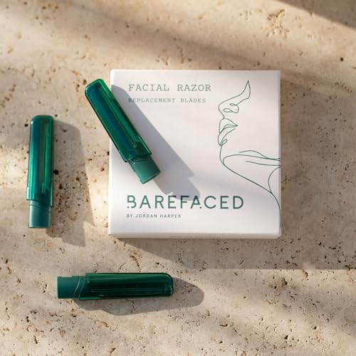 Barefaced Dermaplaning Razor Replacement Blades, 3 Stainless Steel Refills ? Peach Fuzz & Dead Skin Removal, At-Home Facial Shaving