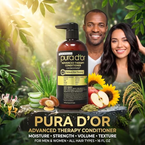 PURA D'OR Invigorating Biotin Conditioner 16oz for Thinning Hair - Moisturizing & Volumizing