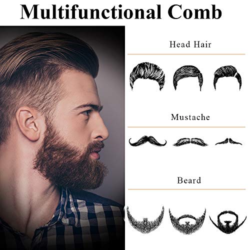 AhfuLife Stainless Steel Metal Hair & Beard Comb, Multifunctional Folding EDC Pocket Comb With Bottle Opener Fits In Keychain - Anti-Static Hair & Beard Care Comb Mustache Comb - Presented in Gift Box