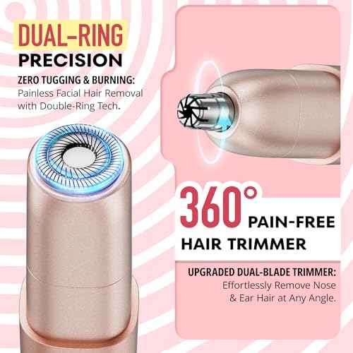 VG VOGCREST Nose Trimmer for Women: 2 in 1 Rechargeable Facial Hair Removal - Portable Mini Face Shaver for Chin Lip Peach Fuzz Ideal for Travel Use