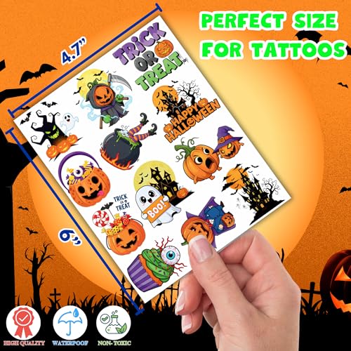 50 PCS Halloween Temporary Tattoos for Kids Party