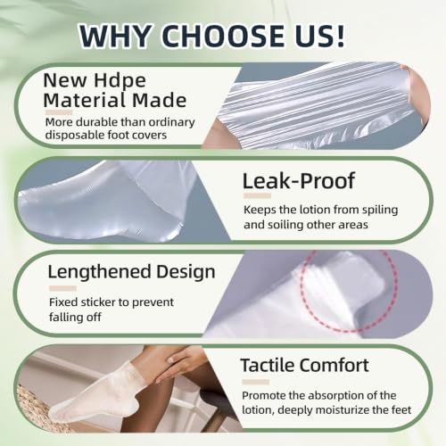 Disposable Plastic Booties for Moisturizing Feet & Paraffin Wax - 100 Pack