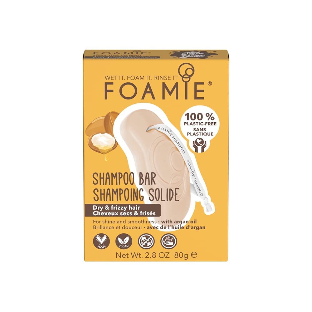 Foamie Natural Shampoo Bar Soap-Free, Argan Oil Shampoo for Dry Hair, Anti Frizz Control Shampoo, Cruelty, Paraben & Sulfate Free, Plastic Free Packaging