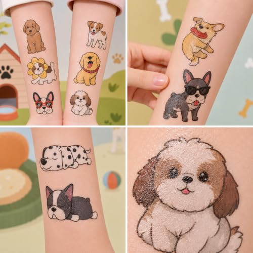 96PCS Dog Temporary Tattoos Waterproof Stickers