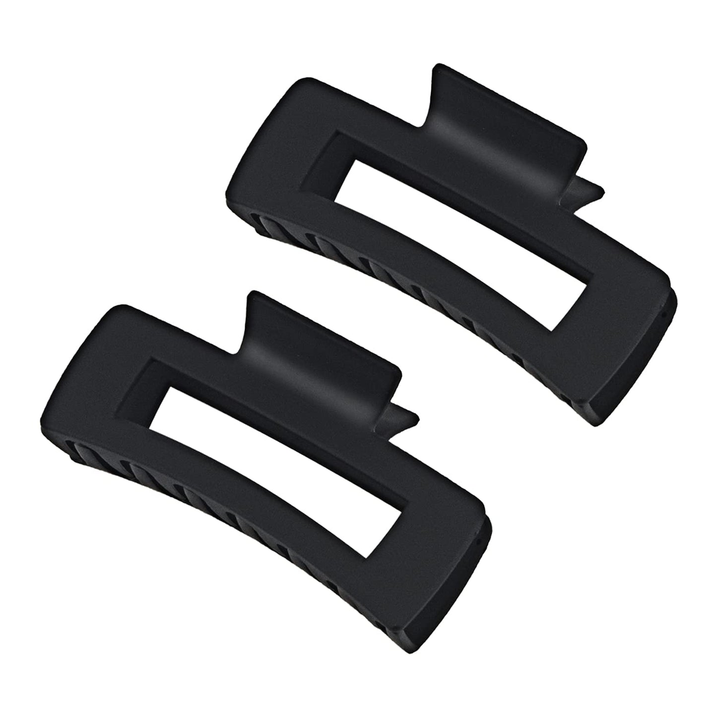 Black Hair Claw Clips for Women Girls, Large 4.2" Matte Rectangle Nonslip Jaw Clips for Thick and Thin Hair, 2 Packs