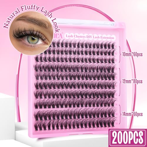 Yawamica Wispy Lash Clusters 10-14mm CC Curl 40D DIY Extensions