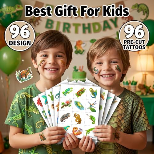 96 PCS Reptile Temporary Tattoos for Kids