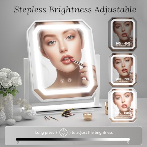 Lighted Makeup Mirror with 10x Magnifying Mirror, 3 Color Modes