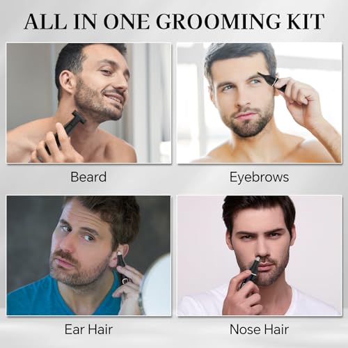 Body Hair Trimmer for Men, Waterproof Pubic, Groin, Body, Face, Nose Shaver, Painless USB Rechargeable Mens Electric Grooming Kit with Adjustable Guide Comb