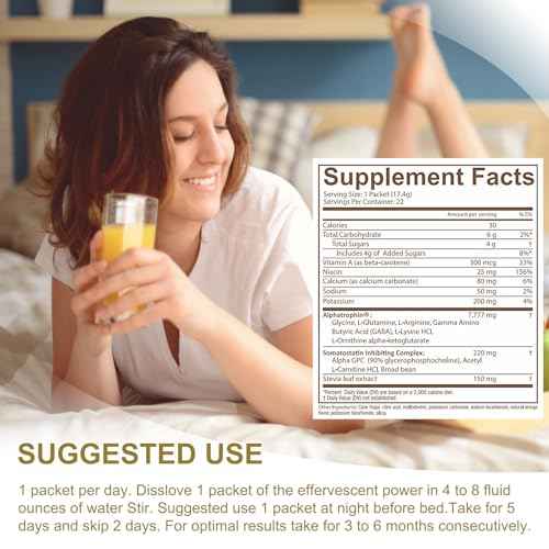 Ageless HGH Supplement for Women & Men | L-Arginine Effervescent Powder | Boost Energy, Improve Sleep & Reveal Radiant Skin Naturally | Rejuvenating Valencia Orange Flavor ? 22 Packets
