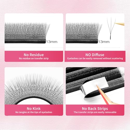 W Eyelash Extension W Shape 3D Premade Fans 0.07 D Curl Matte Black W Lash Volume Fans(HW3D-0.07 D-8-15mm MIX)