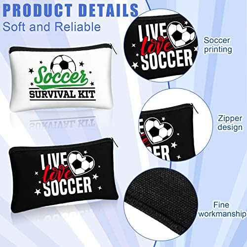 Sweetude 18 Pcs Soccer Gifts Makeup Bag Toiletry Travel Storage Accessories with Zipper Cosmetic Bags Portable Cosmetic Pouch for Soccer Lovers Players Team Fans(Classic)