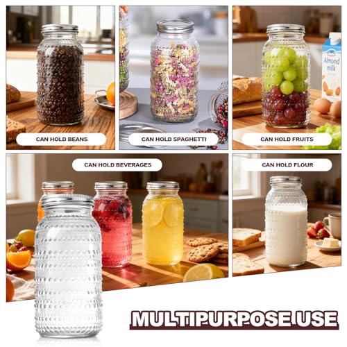 Wide Mouth Mason Jars 64 oz, 4 Pack - Half Gallon Glass Canning Jars