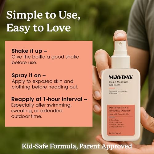MAYDAY Tick & Mosquito Repellent – DEET-Free, 3.4 oz