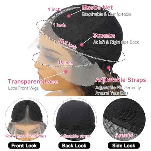 30 Inch Long Curly Synthetic Hair Wigs for Balck Women,13x4x1 Deep Water Wave Lace Front Wig,Simulated Scalp Natural Loose Deep Wave Crimps Curly Wig As Hair Replacement Wigs