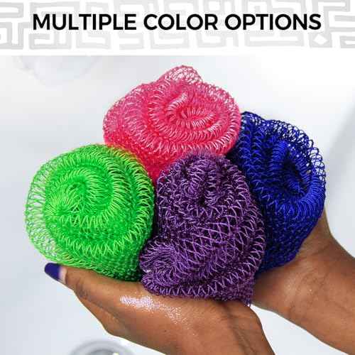 African Net Sponge Authentic - Real African Exfoliating Body Scrubber Sponge with Knots - African Net Shower Washcloths for Exfoliator - Body Care Bathing Accessories