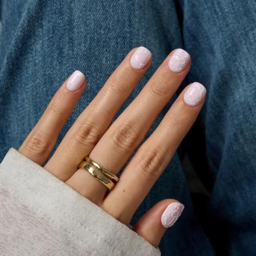 BTArtbox Press On Nails Squoval Bloom Together - 32Ct Pink 3D Bow