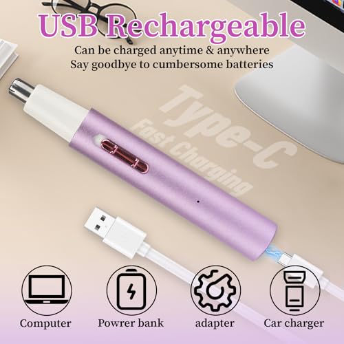Rechargeable Nose & Ear Hair Trimmer for Women & Men - Painless Facial Grooming Tool