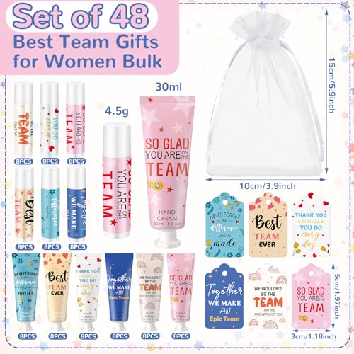 48set/192pcs Best Team Ever Gifts Christmas Bulk Gifts for Coworkers Women Employee Appreciation Gift Christmas Party Favors Xmas Stocking Stuffers Items Travel Hand Lotion and Lip Balm Set