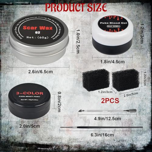Halloween SFX Makeup Kit with Scar Wax, Fake Blood & Tools