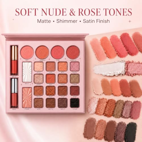 All-in-One Makeup Palette with Nude Pink Brown Shades