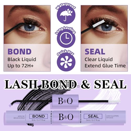 B&Qaugen Lash Extension Kit 280Pcs Volume Individual Lashes Kit Superfine Individual Eyelashes 10-18mm Soft D Curl Eyelash Clusters Kit with Bond and Seal Tweezers for Self Use £¨Kit-70+90D-10-18MIX£©