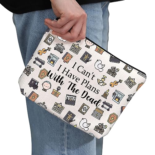 G2TUP Mortician Gift I Can't I Have Plans With The Dead Makeup Bag Funeral Director Cosmetic Bag Mortician Friend Dark Humor Gift (Plans With The Dead MB)